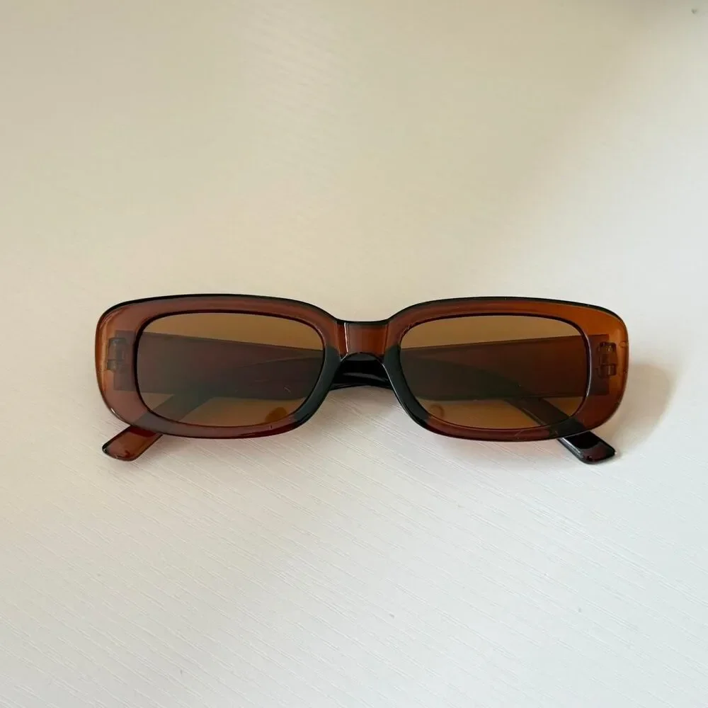 y2k sporty brown “tea” rectangle square sunglasses